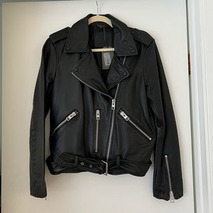 All Saints AllSaints Balfern Leather Biker Jacket Sz 10 black